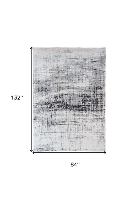 8' x 11' Abstract Non Skid Area Rug - Black And White