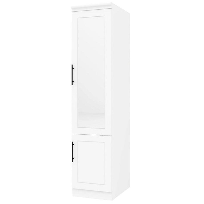 71" Modern Wood Mirro Two Door Combo Dresser - White