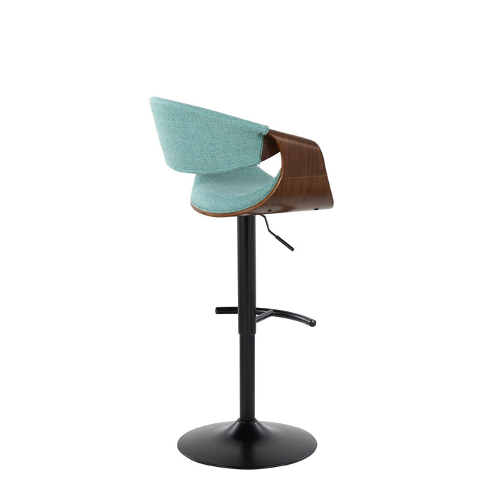 Curvo - Adjustable Barstool (Set of 2) - Walnut And Teal