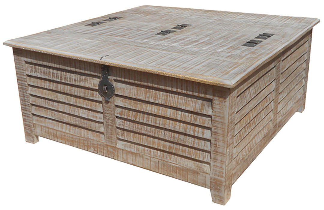 Wash Solid Wood Square Distressed Lift Top Coffee Table - Light Brown