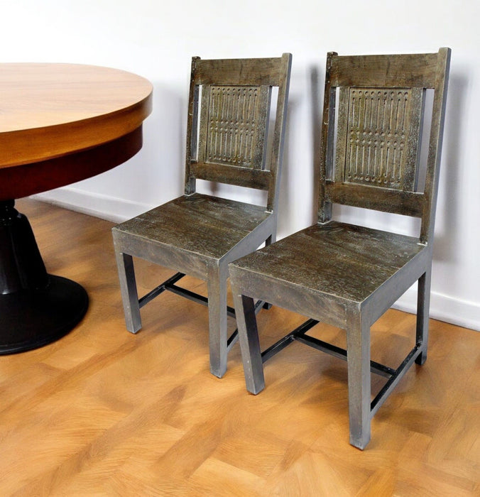 Wood Slat Back Dining Side Chairs (Set of 2) - Brown