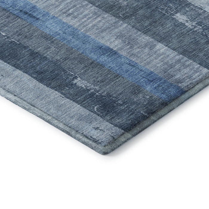 10' X 14' Striped Washable Area Rug With UV Protection (697284) - Blue / Gray