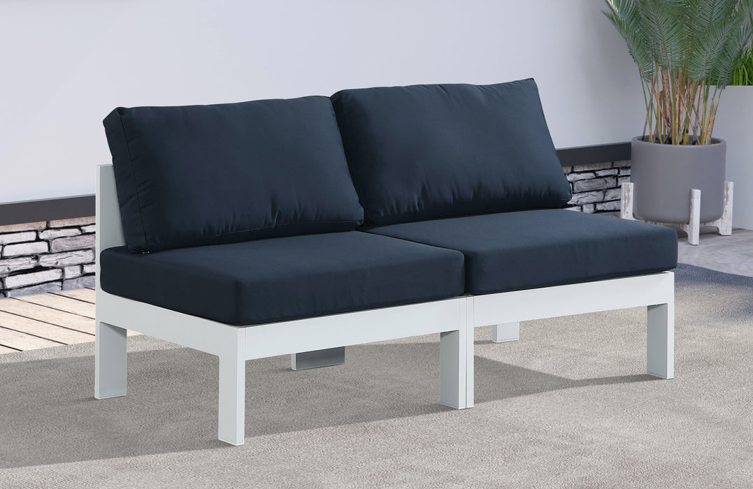 Nizuc - Outdoor Patio 2 Seat Armless Modular Sofa With White Frame