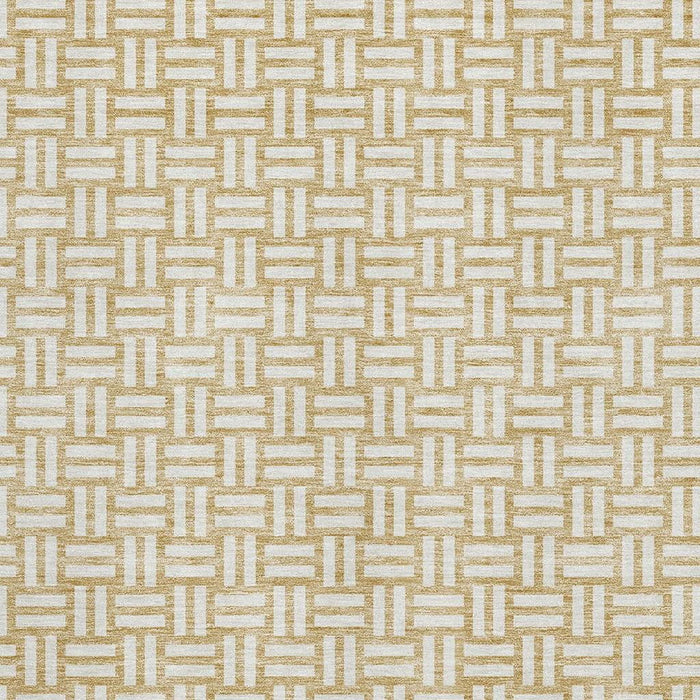 10' X 14' Abstract Geometric Washable Area Rug With UV Protection (673531) - Gold / Ivory