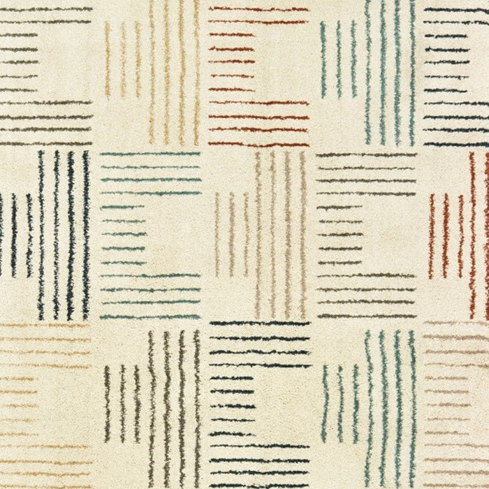 7' x 10' Neutral Tone Scratch Indoor Area Rug - Ivory Multi