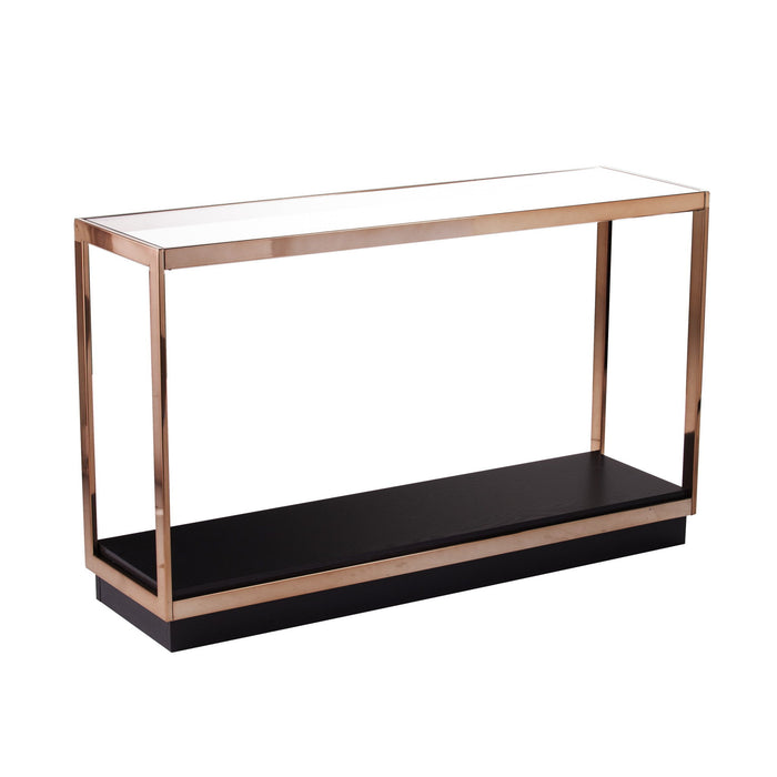 Glass Floor Shelf Console Table With Shelf - Clear / Black / Champagne