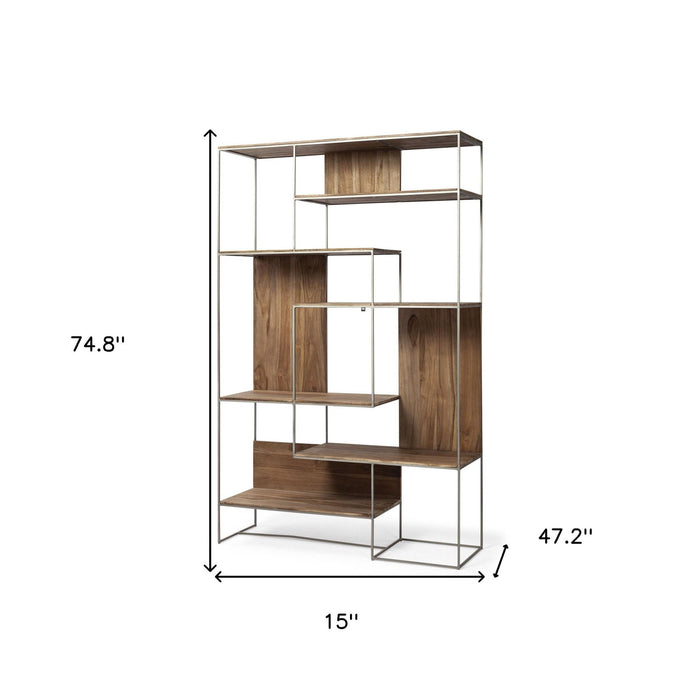 Six Tier Bookcase - Brown / Silver