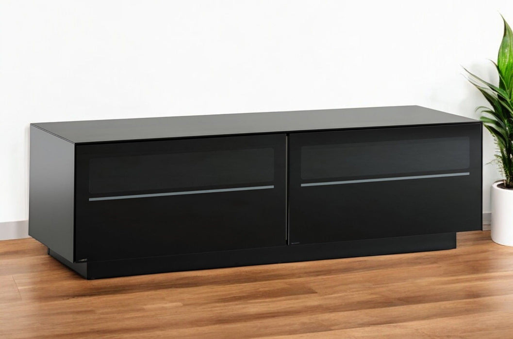 59" Glass And Wood Enclosed Storage TV Stand - Black