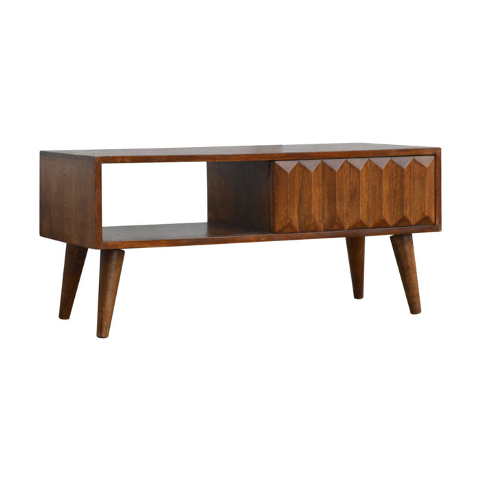 Solid Wood Enclosed Open Storage TV Stand (719193) - Brown