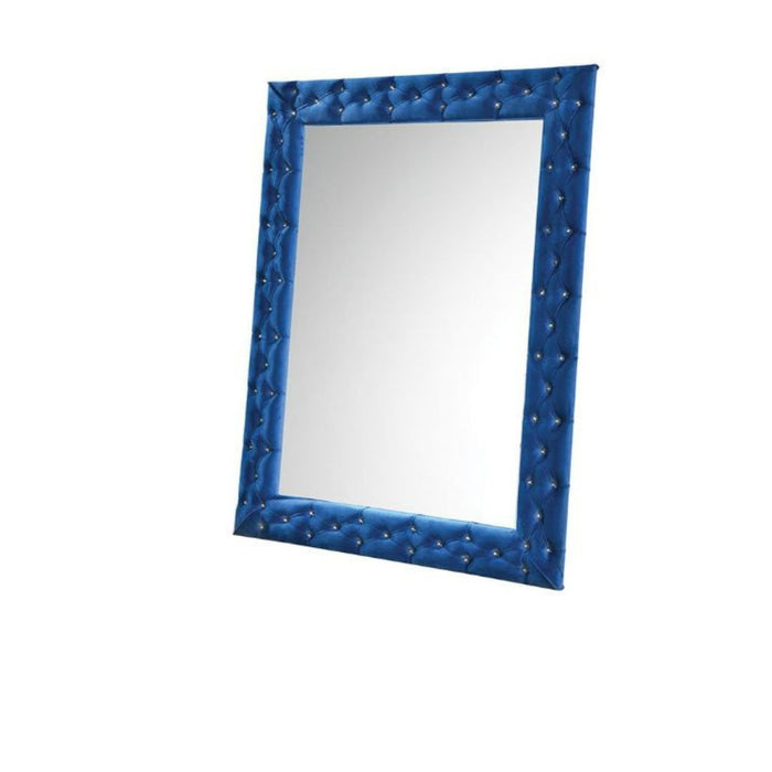 74" Square Wood Framed Mounted Accent Mirror - Blue