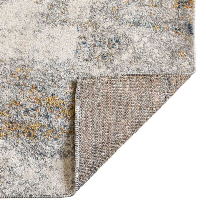 9' x 12' Abstract Power Loom Area Rug - Ivory Blue And Yellow