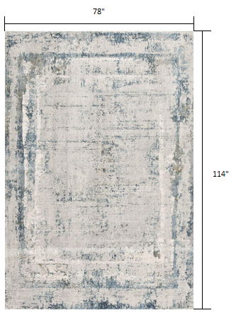 6' x 9' Abstract Area Rug - Blue And Ivory