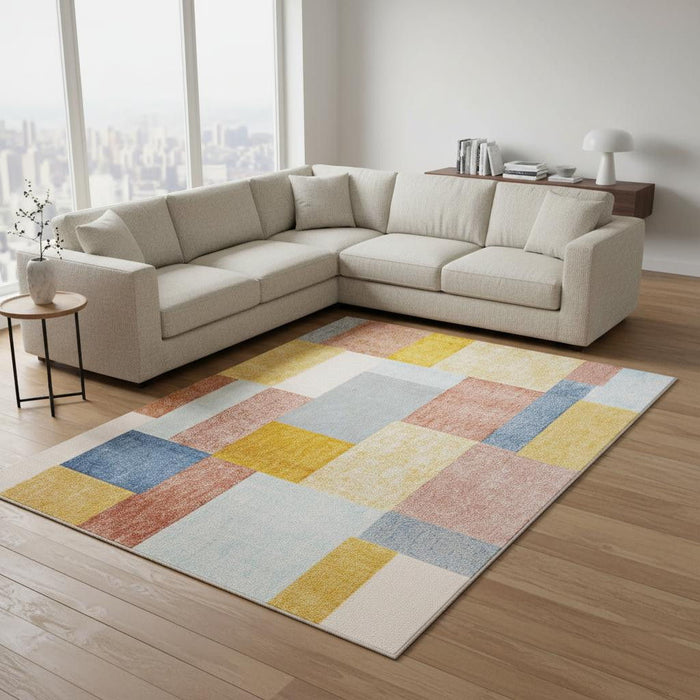 8' X 11' Geometric Area Rug (660055) - Yellow / Orange / Blue