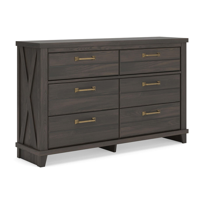 Signature Design by Ashley Vonitta Bay six drawer dresser in a weathered wood finish