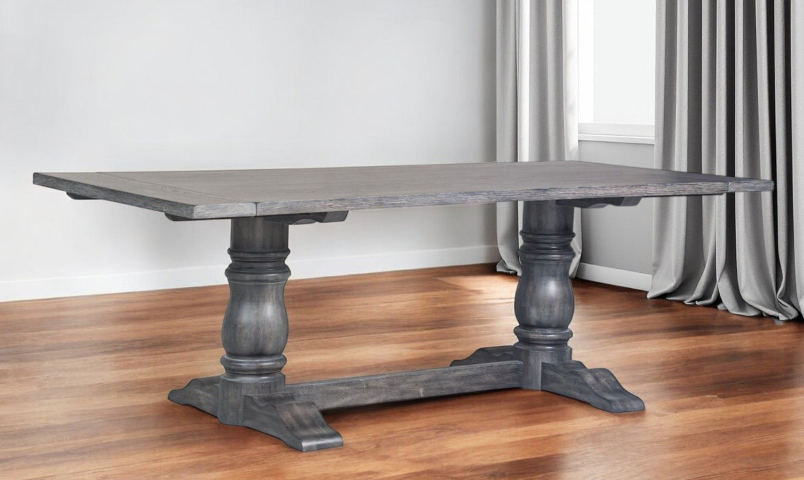 88" Solid Wood Trestle Base Dining Table - Gray