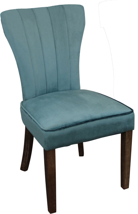 Upholstered Velvet Dining Parsons Chairs (Set of 2) - Teal Blue / Brown