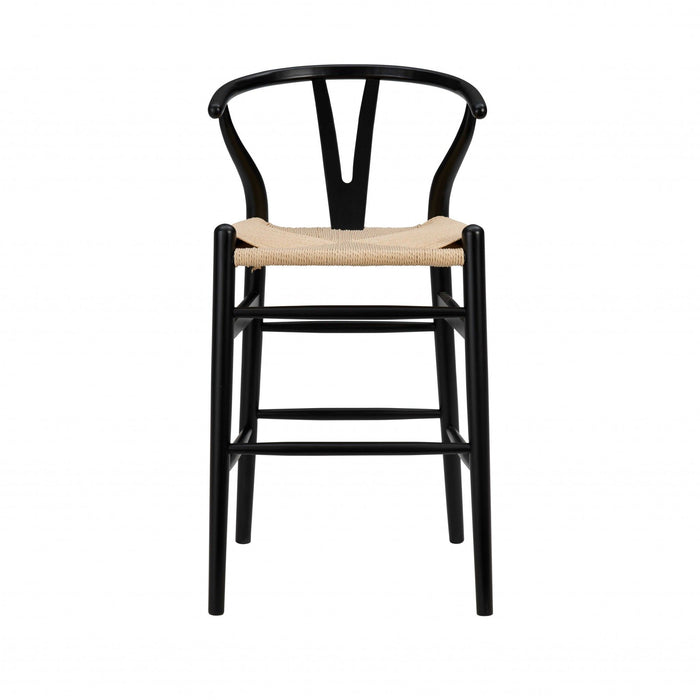 Solid Wood Counter Height Bar Chair - Natural And Black