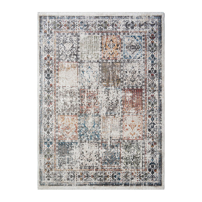 9' x 13' Oriental Distressed Area Rug With Fringe - Ivory