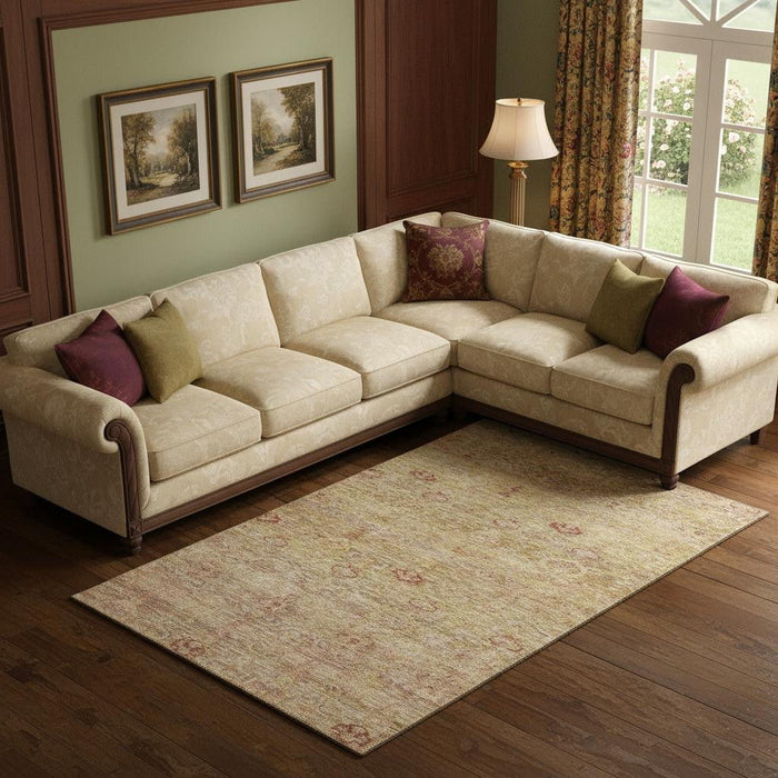 10' X 14' Abstract Washable Area Rug With UV Protection (717506) - Coral / Taupe