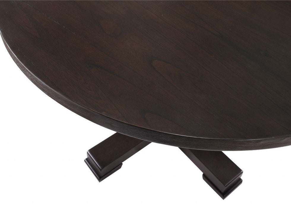 47" Rounded Solid Wood Pedestal Base Dining Table - Espresso