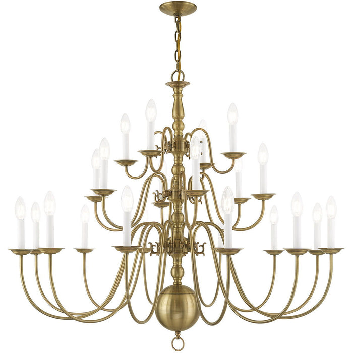 Multi Light Dimmable Chandelier With Shades - Antiqued Brass