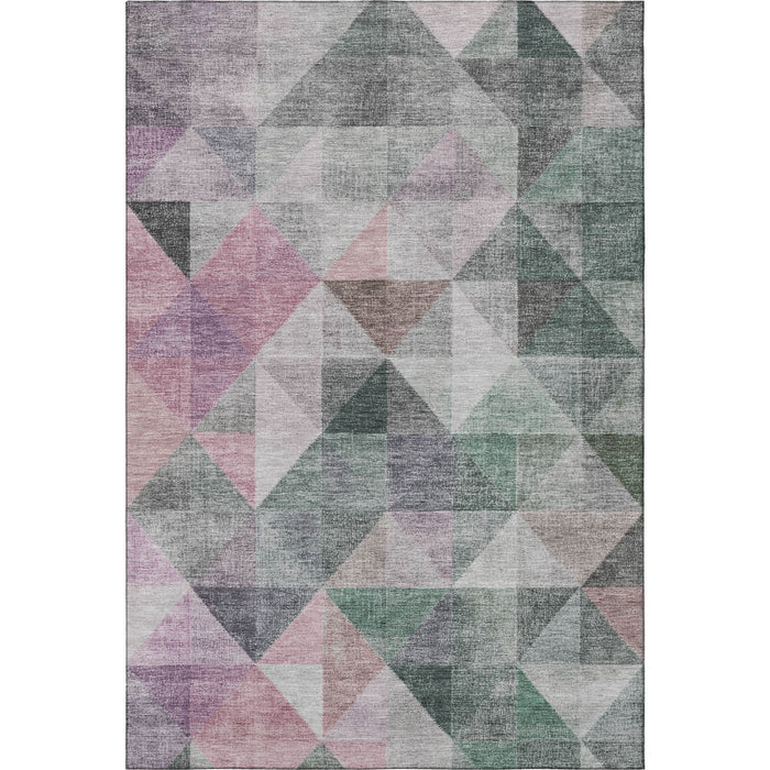 10' X 14' Geometric Washable Area Rug With UV Protection (710729) - Blush / Green / Ivory
