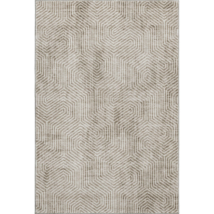 10' X 14' Geometric Washable Area Rug With UV Protection (672536) - Taupe / Beige