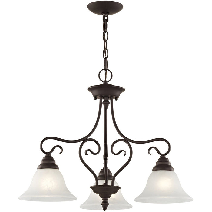 21" Three Light Dimmable Chandelier With Shades - Bronze
