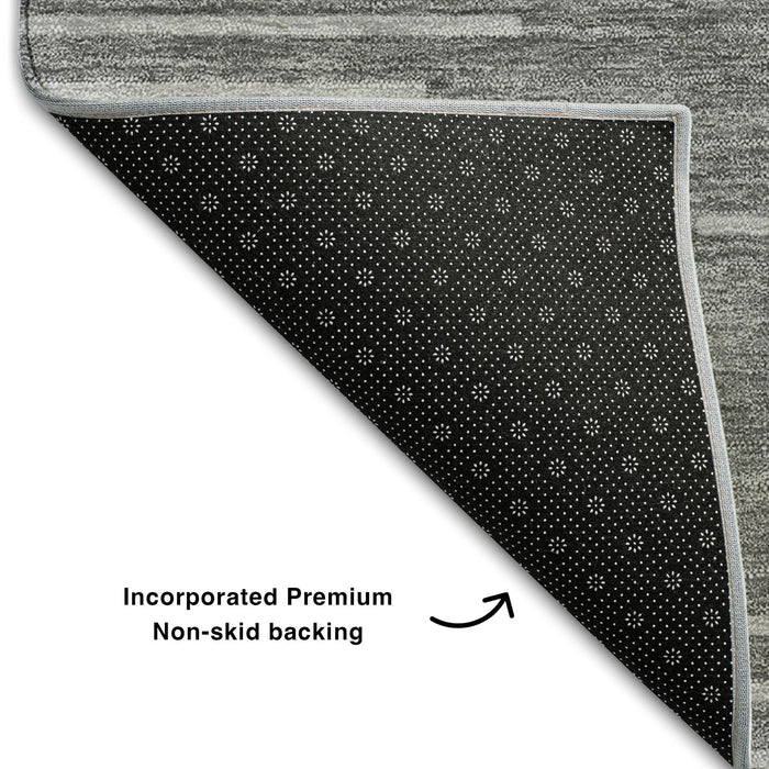 10' X 14' Geometric Washable Area Rug With UV Protection (679708) - Charcoal / Silver