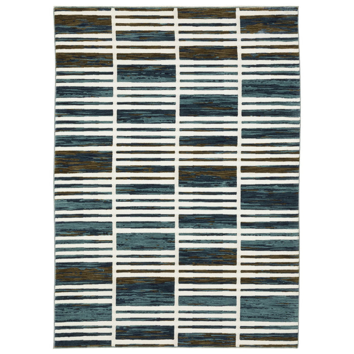 10' X 13' Geometric Modern Area Rug - Ivory And Blue