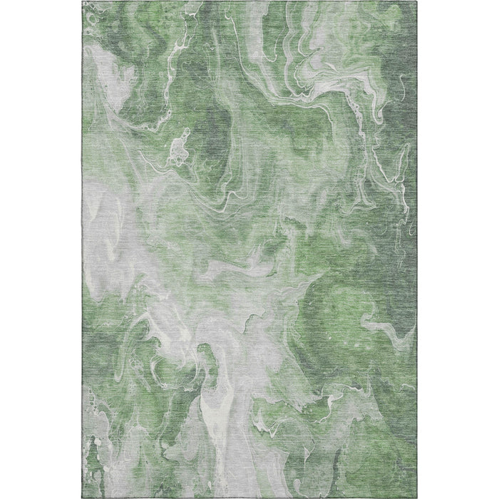10' X 14' Abstract Washable Area Rug With UV Protection (697224) - Green / Gray / Ivory