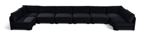Beige Hammond velvet performance fabric 8-piece U-shaped armless sectional sofa by Meridian Furniture, stationary living room furniture.