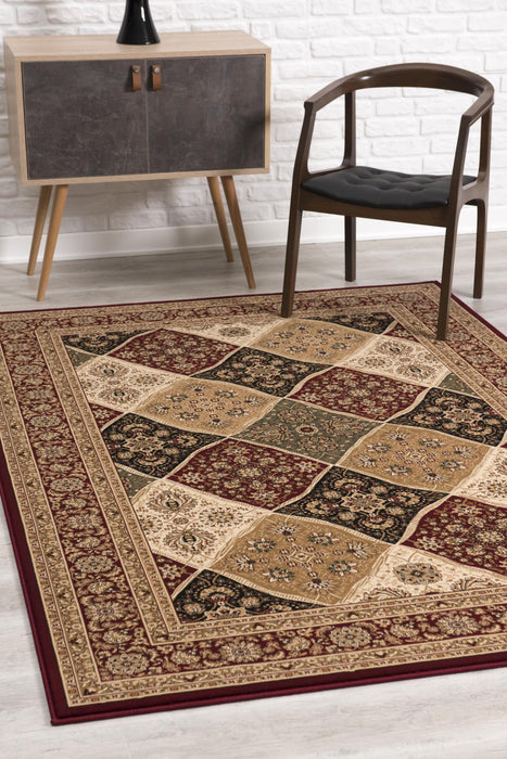 7.8' x 10.7' Oriental Power Loom Area Rug - Red And Beige