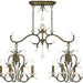 HomeRoots 29-inch bronze metal chandelier with eight clear shades and dimmable lighting, ideal for modern dining or living rooms.
