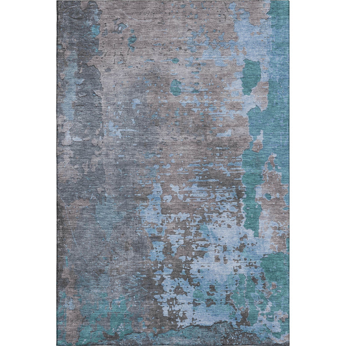 10' X 14' Abstract Washable Area Rug With UV Protection (697674) - Teal / Taupe / Blue