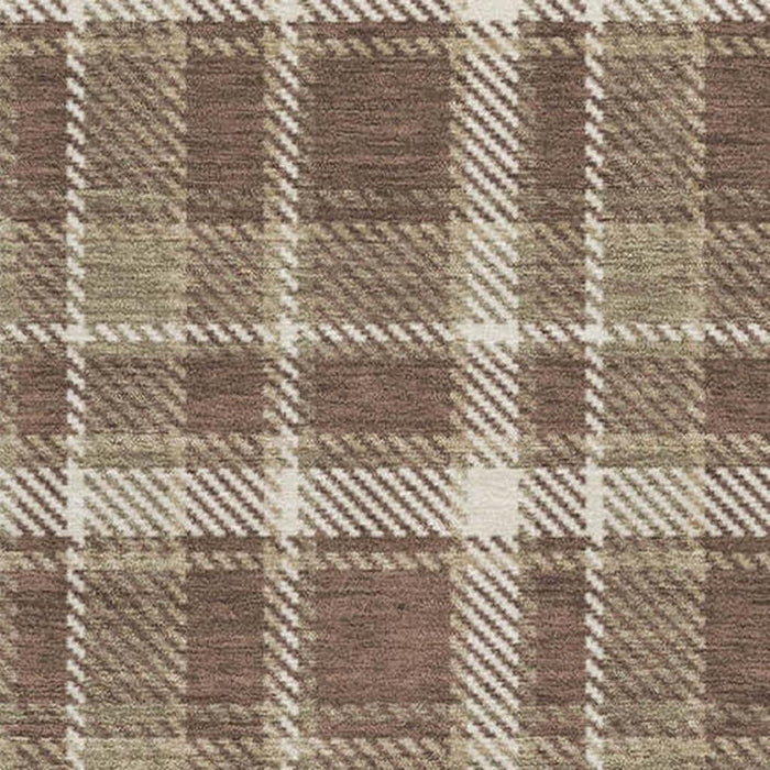 10' X 14' Plaid Washable Area Rug With UV Protection (649432) - Chocolate / Ivory