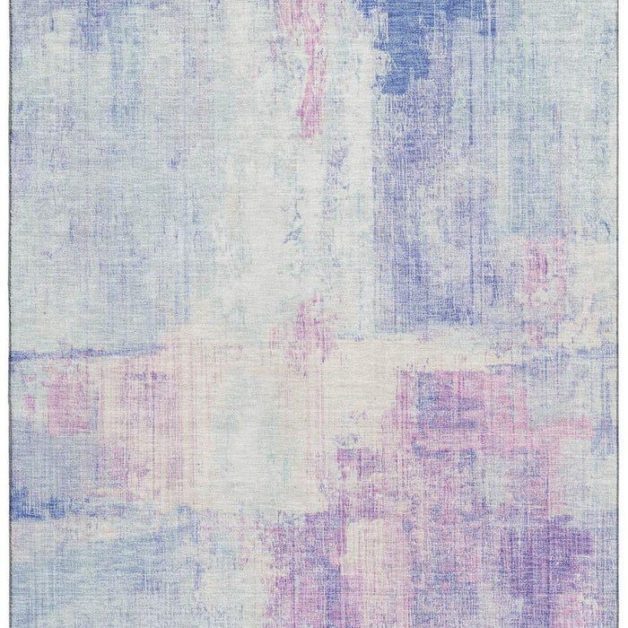 10' X 14' Abstract Washable Area Rug With UV Protection (700451) - Sky Blue / Ivory