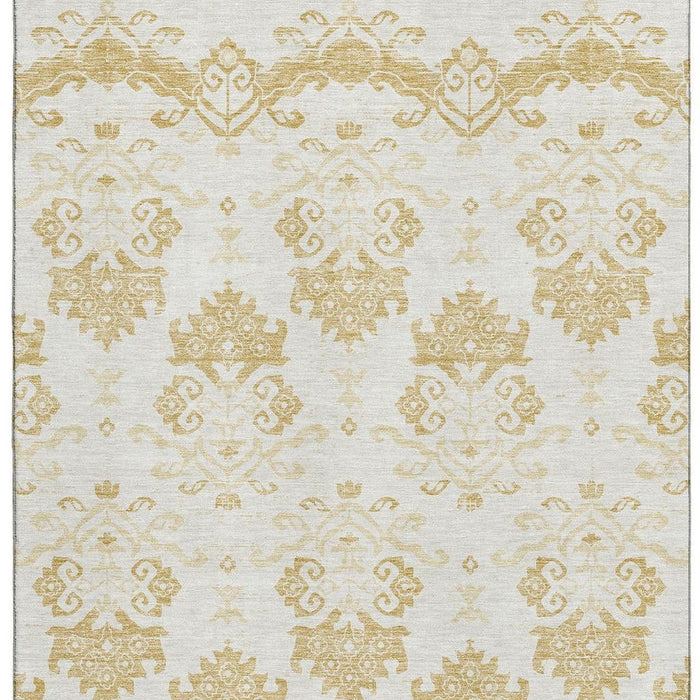 8' X 10' Medallion Washable Area Rug With UV Protection - Gold And Beige