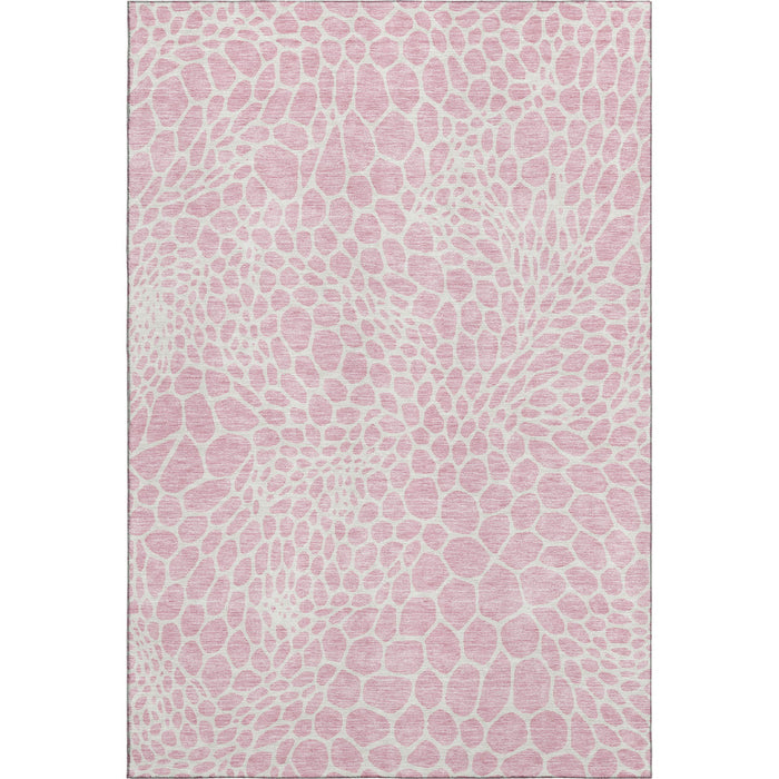 10' X 14' Geometric Washable Area Rug With UV Protection (673091) - Pink / Ivory