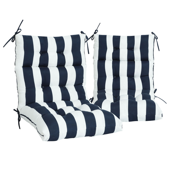 Giga 2-piece high back patio chair cushion set with tufted back and seat cushions for Adirondack and rocking chairs.