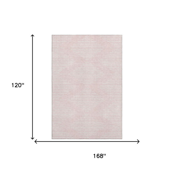 10' X 14' Geometric Washable Area Rug With UV Protection (679768) - Pink / Ivory