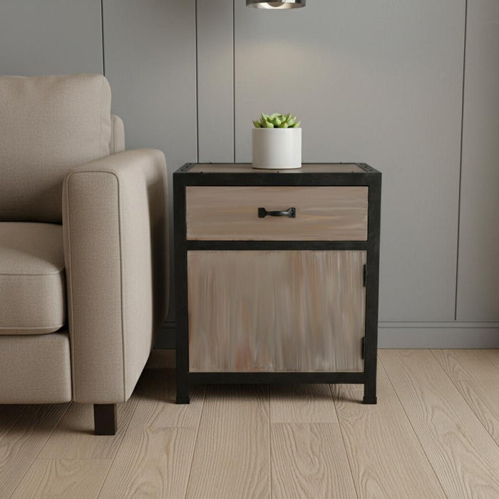 Solid Wood End Table With Drawer - Brown