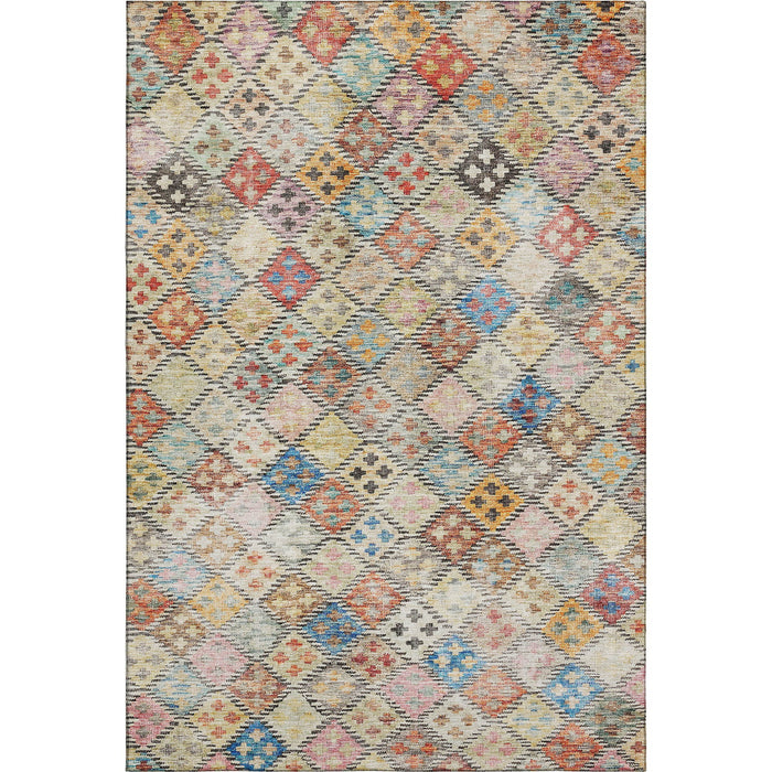 10' X 14' Geometric Washable Area Rug With UV Protection (683836) - Rust / Teal / Brown
