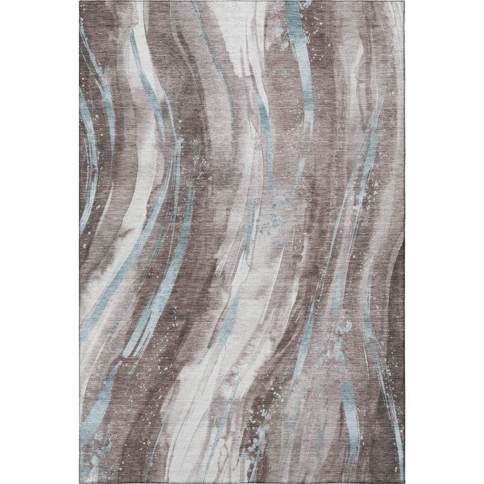 10' X 14' Abstract Washable Area Rug With UV Protection (696818) - Taupe / Blue / Ivory
