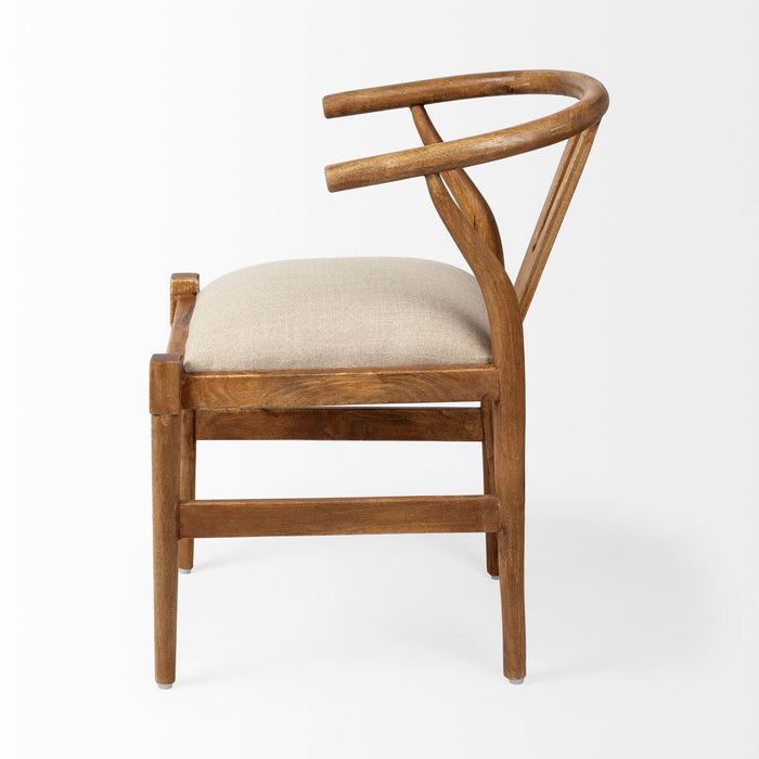 Upholstered Fabric Wishbone Back - Beige