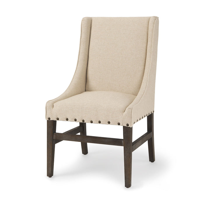 Upholstered Linen Solid Wood Dining Side Chair - Brown