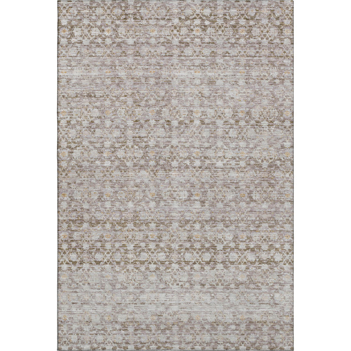 10' X 14' Striped Washable Area Rug With UV Protection (700011) - Taupe / Beige