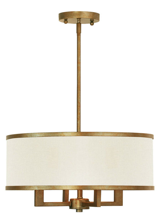 Four Light Metal Dimmable Chandelier With Shades - Gold