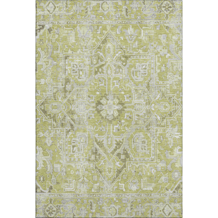 8' X 10' Oriental Washable Area Rug With UV Protection (649694) - Fern Green / Ivory