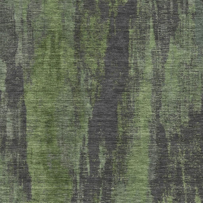 10' X 14' Abstract Washable Area Rug With UV Protection (695996) - Olive Green / Charcoal / Gray